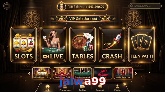 Main screen of Jalwa99 casino page for PK players